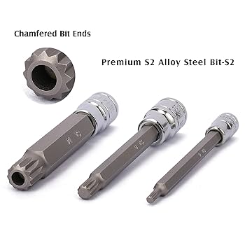 MIXPOWER 10 Piece Spline Tip Bit Socket Set, M-Type, S2 and